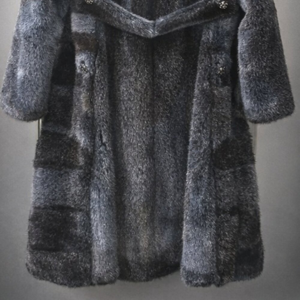 NEW Genuine Hooded Mink Fur Coat – Dark Blue-Black Luxury Elegance - Picture 6 of 10